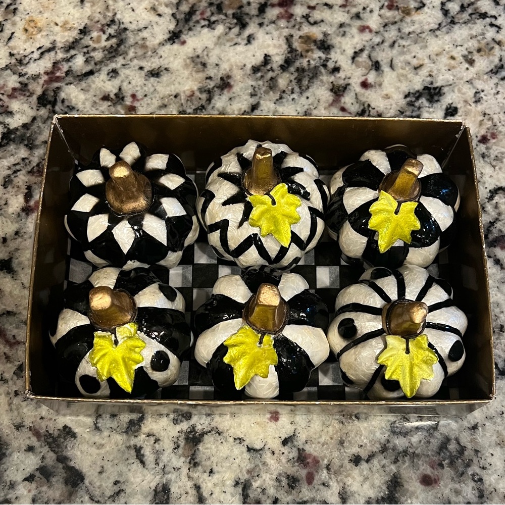 Mackenzie-Childs Pumpkin Patch - Set of 6 Mini Capiz Pumpkins. READ CONDITION!